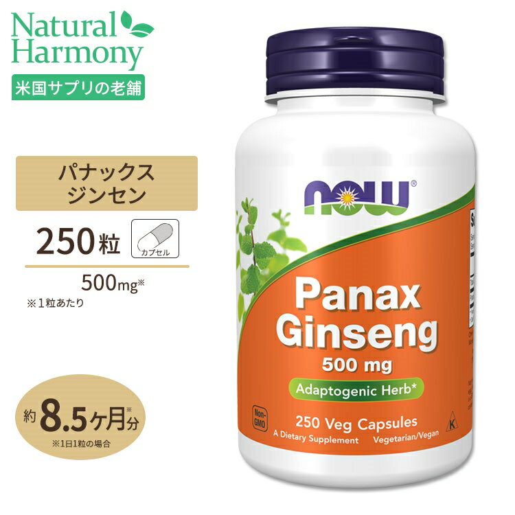 パナックスジンセン（朝鮮人参） 500mg 250粒 NOW Foods(ナウフーズ)