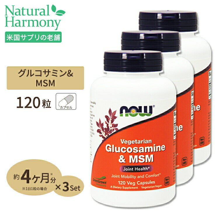 [3個セット] 植物性グルコサミン（トウモロコシ由来）＆MSM 120粒 NOW Foods(ナウフーズ)