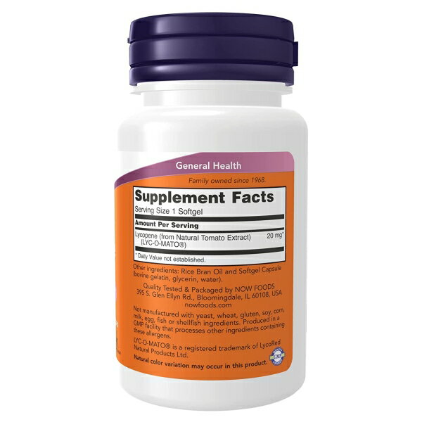 【ポイントUP★12日20時-20日】[トマトパワーでキレイに♪]NOW Foods リコピン 20mg ...