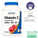 ニュートリコスト ビタミンC with ローズヒップ カプセル 1000mg 240粒 Nutricost Vitamin C With Rose Hip Capsules アスコルビン酸 必須ビタミン 水溶性ビタミン ポリフェノール カロテノイド