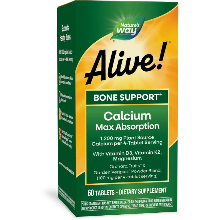 ネイチャーズウェイ アライブ! カルシウム ボーンサポート 60粒 タブレット Nature's Way Alive! Calcium Bo【お取り寄せ商品】【...