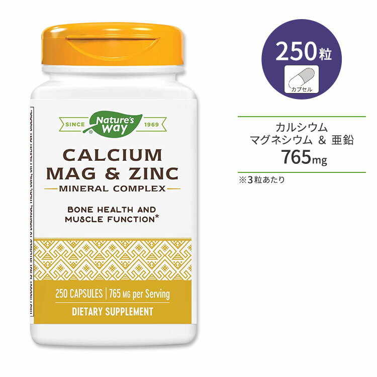 ネイチャーズウェイ カルシウム マグネシウム&亜鉛 250粒 カプセル Nature's Way Calcium-Magnesium-Zinc サプリメント 必須ミネラル 健骨サポート