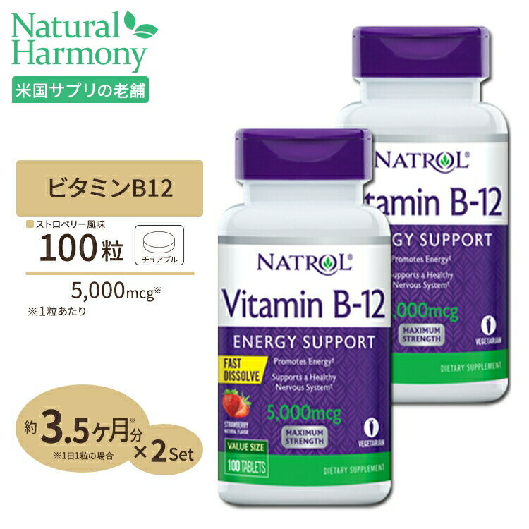 [2個セット] ナトロール ビタミンB-12 チュワブル 5000mcg 100粒 Natrol Vitamin B-12 Fast Dissolve Tablets Chewab…