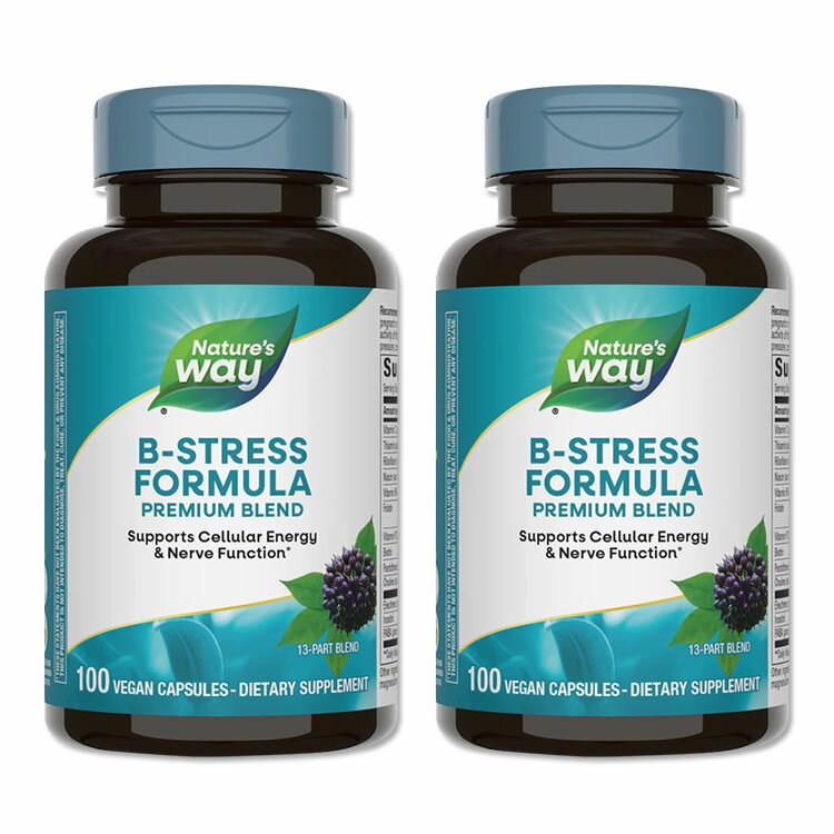 [2個セット] Nature's Way B-ストレスフォーミュラ エゾウコギエキス配合 100粒 ビーガンカプセル ネイチャーズウェイ B-Stress Formula 100Vegan Capsules 2bottles setのサムネイル