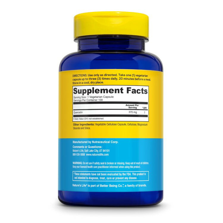 [元気ハツラツな毎日に][3個セット] ネイチャーズライフ ケルセチン 370mg 100粒 ...