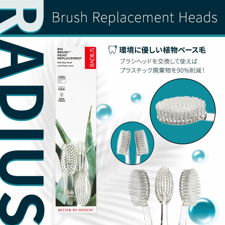 ラディウス ビッグ 交換用ブラシヘッド ソフト 2本 Radius Big Brush Replacement ...