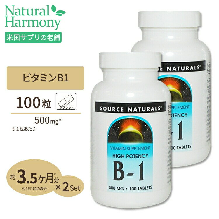  ソースナチュラルズ B-1 (マグネシウム配合) 500mg 100粒 Source Naturals B-1 High Potency 500mg 100Tablets
