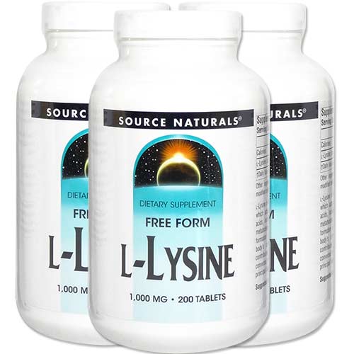 3個セット ソースナチュラルズ リジン サプリメント L-リジン 1000mg 200粒 Source Naturals L-Lsyine 1000mg 200Tablets