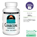 ソースナチュラルズ チャコール(活性炭) 260mg ベジカプセル 200粒 Source Naturals Charcoal 200 Vegetarian Capsules サプリメント 木炭 美容 消臭 スッキリ お掃除