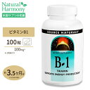 ソースナチュラルズ ビタミンB1 100mg 100粒 タブレット Source Naturals Vitamin B-1 100mg 100tablets女性 男性 燃焼 ビタミン 美 健康サプリ その1