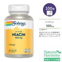 ソラレー ノーフラッシュ ナイアシン 500mg ベジタブルカプセル 100粒 Solaray Niacin, No Flush 500mg ビタミンB3