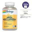 ソラレー メガ マルチミネラル 200粒 カプセル Solaray Mega Multi Mineral Iron-Free Capsules サプリメント ミネラル 鉄分不使用 カルシウム マグネシウム 亜鉛 セレン 銅 ヨウ素 リン