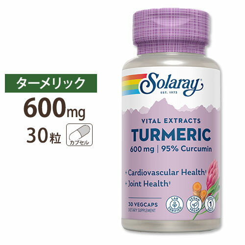 ソラレー 秋ウコン(ターメリック)エキス 600mg カプセル 30粒 Solaray Turmeric Root Extract One Daily VegCap