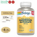 ソラレー マグネシウムグリシネート サプリメント 350mg ベジタブルカプセル 120粒 Solaray Higher Absorption Magnesium Glycinate VegCaps ミネラル 高吸収