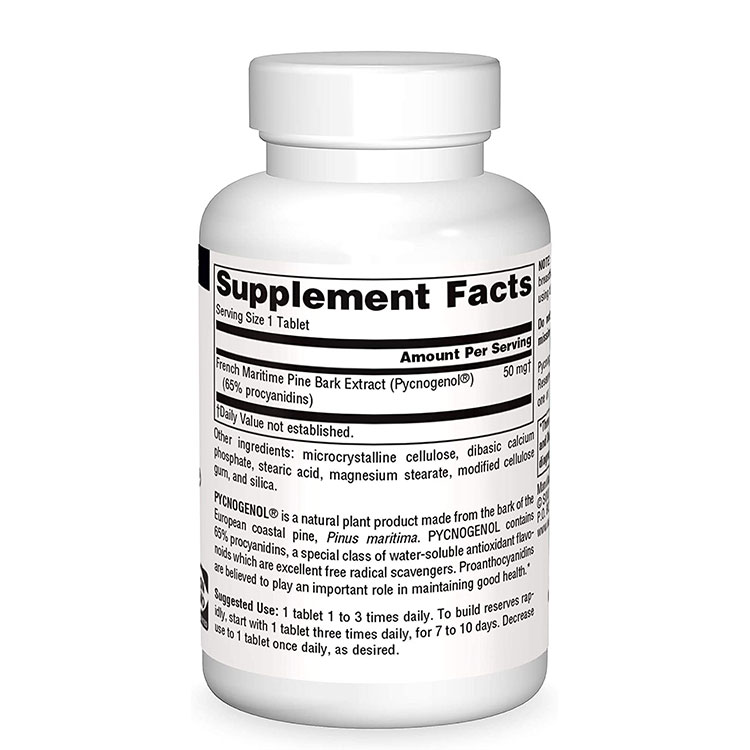 [健康かつ若々しく過ごしたい方に♪]ソースナチュラルズ ピクノジェノール 50mg 60粒 タブレット Source Naturals Pycnogenol サプリメント 飲む美容液 フラボノイド ポリフェノール【お取り寄せ商品】【合わせて買いたい】