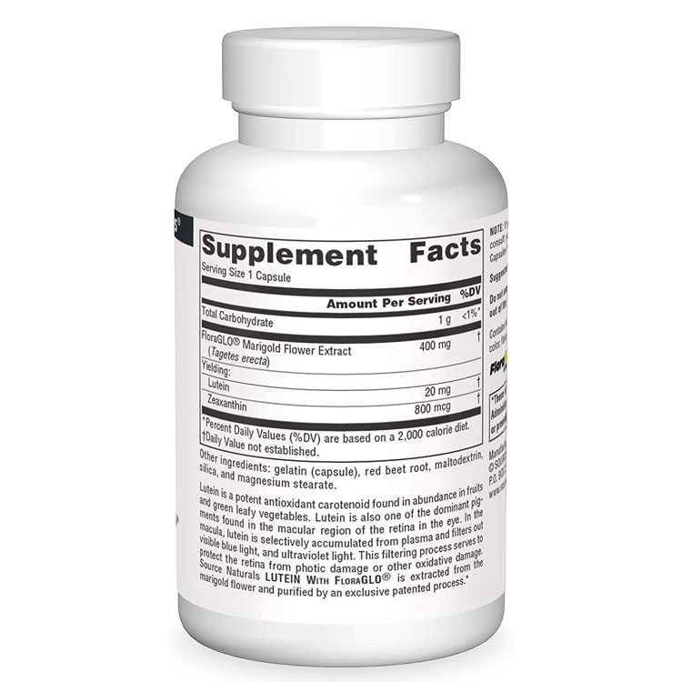 ソースナチュラルズ ルテイン 20mg フローラグロー配合 30粒 カプセル Source Natu...