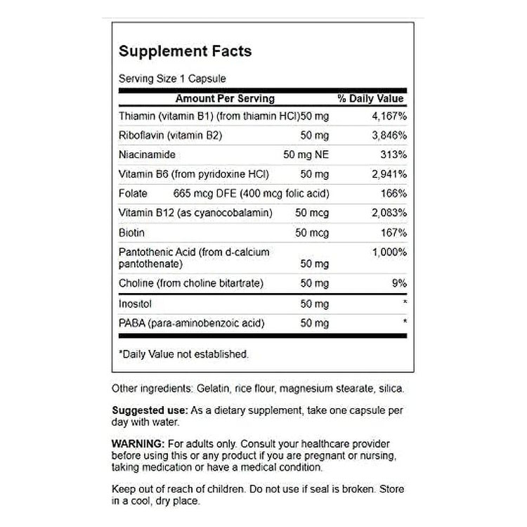 米国サプリ直販のNatural Harmonyの[健やかな毎日に欠かせない栄養素]スワンソン バランス ビタミンB-50 コンプレックス 250粒 カプセル Swanson Balance B-50 Complex サプリ 健康維持 栄養補助 生活習慣 健康サプリメント 栄養補助食品 海外 アメリカ｜アングル3