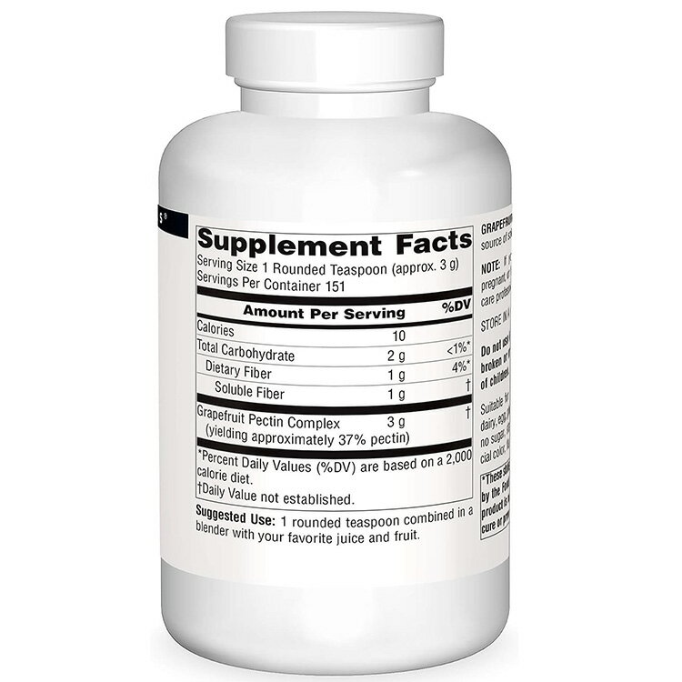 [スッキリした日々を送りたい方に♪]ソースナチュラルズ グレープフルーツ ペクチン パウダー 453.6g (16oz) Source Naturals Grapefruit Pectin POWDER 食物繊維【お取り寄せ商品】【合わせて買いたい】