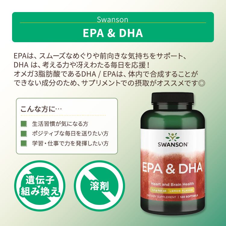 【ポイントUP対象★5月9日 20時 - 16日 2時迄】スワンソン EPA & DHA レモン風味 ソフトジェル 120粒 Swanson EPA & DHA - LEMON FLAVOR 魚油 フィッシュオイル オメガ3脂肪酸 2