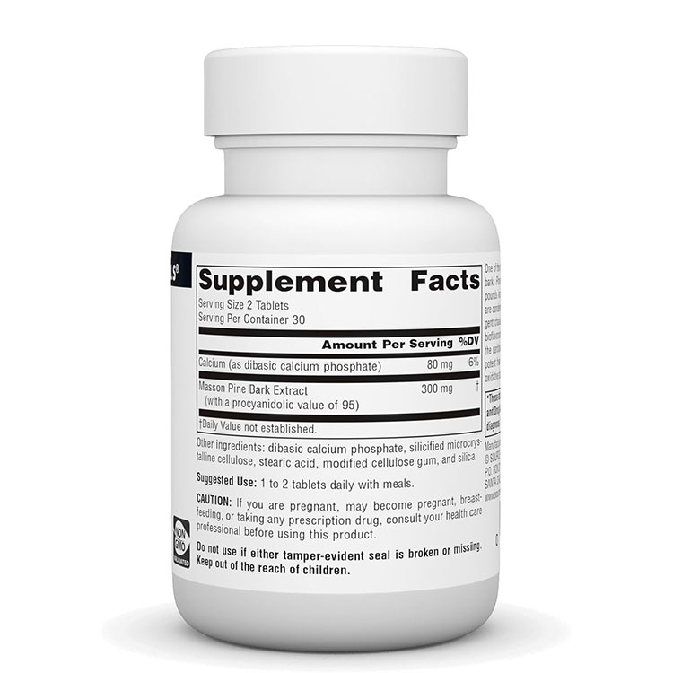 【店内8千円以上1000円OFFクーポン】ソースナチュラルズ パインバーク (松樹皮) エキス 150mg 60粒 タブレット Source Naturals Pine Bark Extract Tablets ピクノジェノール ポリフェノール 健康サプリメント 栄養補助食品 海外 アメリカ 3