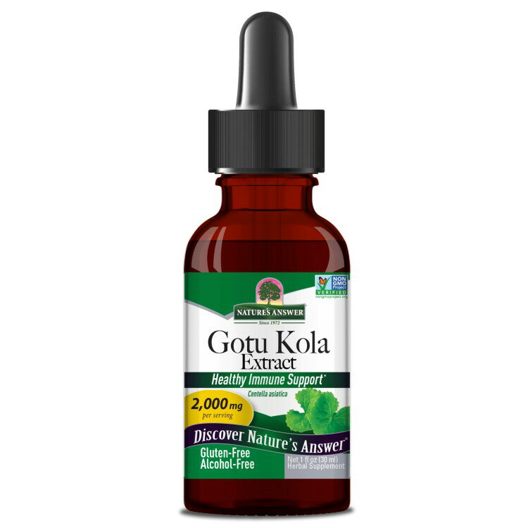 ネイチャーズアンサー ゴツコラハーブ アルコールフリーエキス 28g NATURE'S ANSWER Gotu-Kola Herb Alcohol Free Extract 1 OUNCE 【お取り寄せ商品】