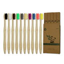 ヴィーガンフォレスト バンブー 歯ブラシ 大人用 木炭 ソフト 10本入り Virgin Forest Natural Bamboo Charcoal Toothbrushe