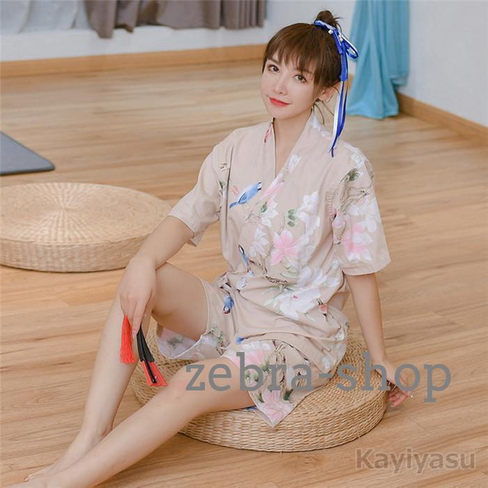 甚平 レディース 和柄 パジャマ 和式 ルームウェア 半袖 上下セット トップス+パンツ Vネック 前開き 夏祭り 寝巻き 寝巻 お風呂 入院用