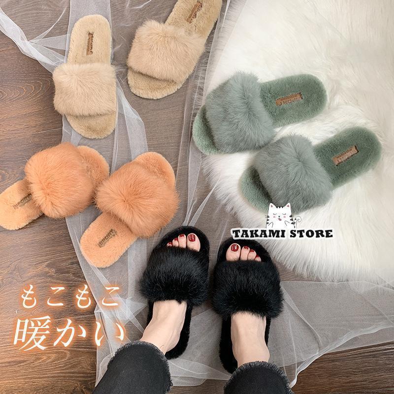 Rakuten - スリッパ ルームシューズ もこもこ あったか 暖かい ふわふわ 冬 レディース かわいい おしゃれ 滑り止め 室内履き ファー 足元 冷え対策
