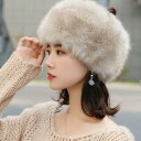 ファーキャップ 帽子 レディース 秋冬 ファー ハット ロシア帽 フェイクファー 帽子 ロシアン帽 レディースキャップ ふわふわ もこもこ(4)