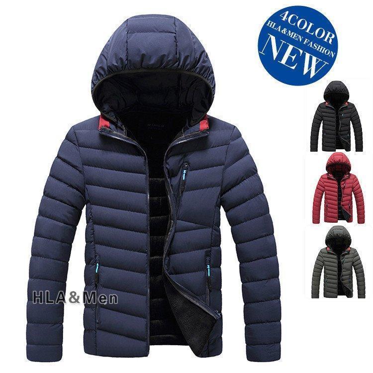 メンズ厚手無地裏起毛フード取外可中綿あったかアウター