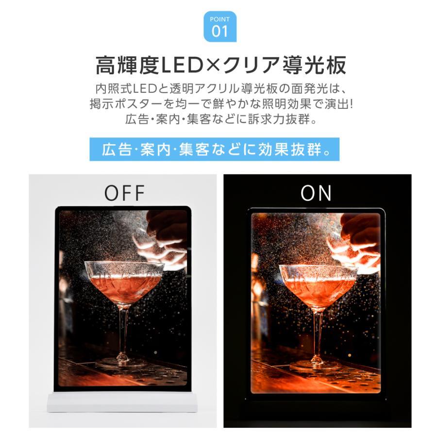2set ledライトパネル LEDポスターパネル A4 薄型 充電式 ライトパネル ライティングボード 軽量 卓上看板 掲示 屋内 light led-jda4-a [2]