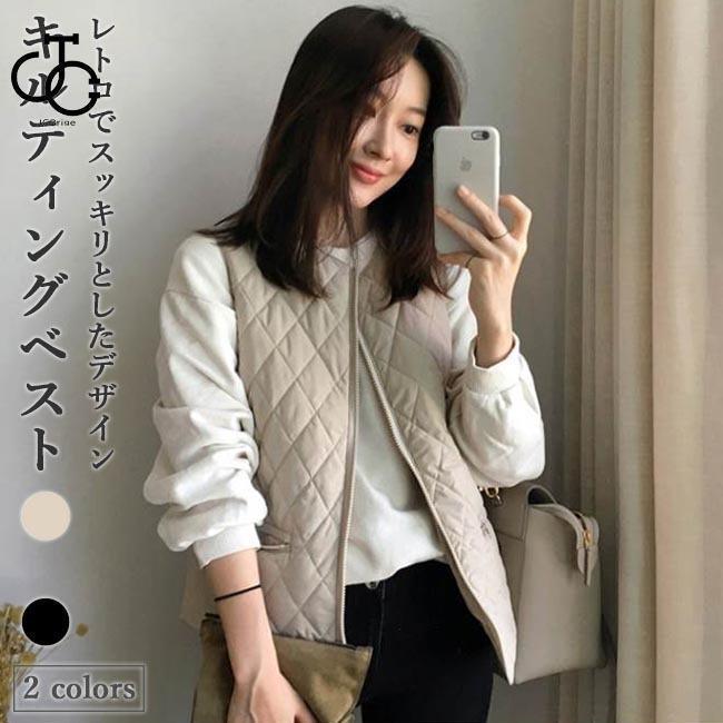 ベスト 冬 レディース 中綿ベスト キルティング ジレベスト 前開き チョッキ 中綿 ジレ 秋 キルティングベスト アウター 暖かい 通勤