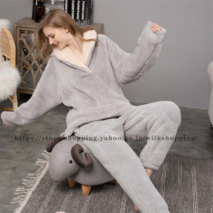 ルームウェア パジャマ 大人用 もこもこ 可愛い かわいい 部屋着 パジャマ レディース 上下セット 冬 フード付き 秋冬 やわらか 部屋着 暖か