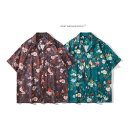 アロハシャツ 花柄 総柄 レディース メンズ シャツ ブラウス 半袖 前開き トップス ゆったり アロハ ハワイ シャツ ビーチ 夏 おしゃれ