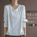 Tシャツ レディース 長袖 カットソー インナー Vネック ゆったり トップス 無地 着心地いい シンプル 大きいサイズ 着痩せ 春秋 おしゃれ 通勤