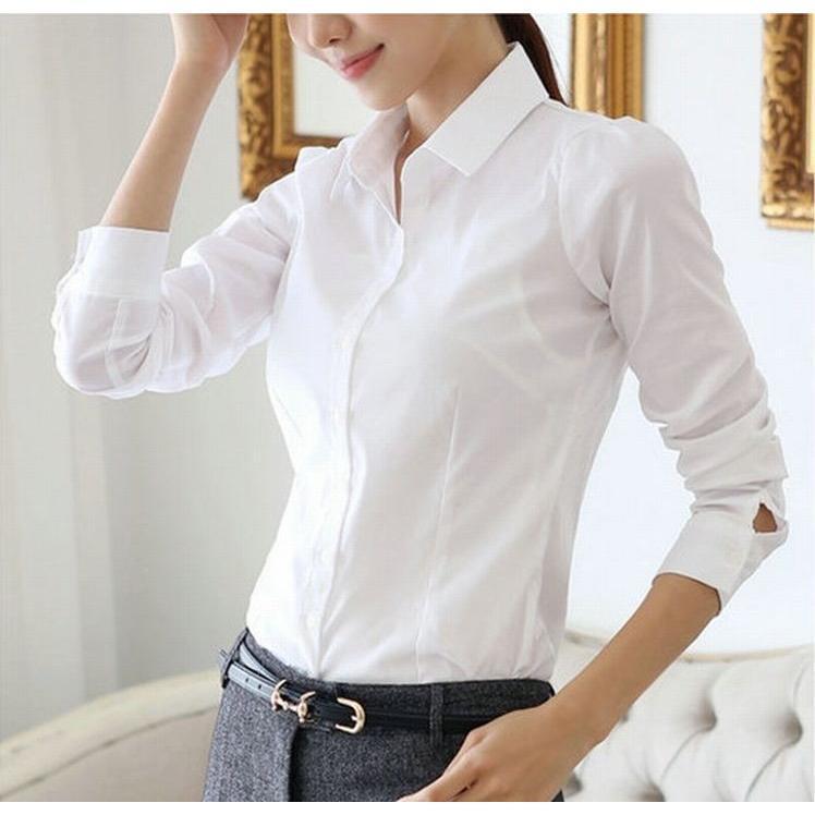 ブラウス シャツ 長袖 レディース トップス スリム タイト ホワイト 白 オフィス ワイシャツ 無地 Yシ..