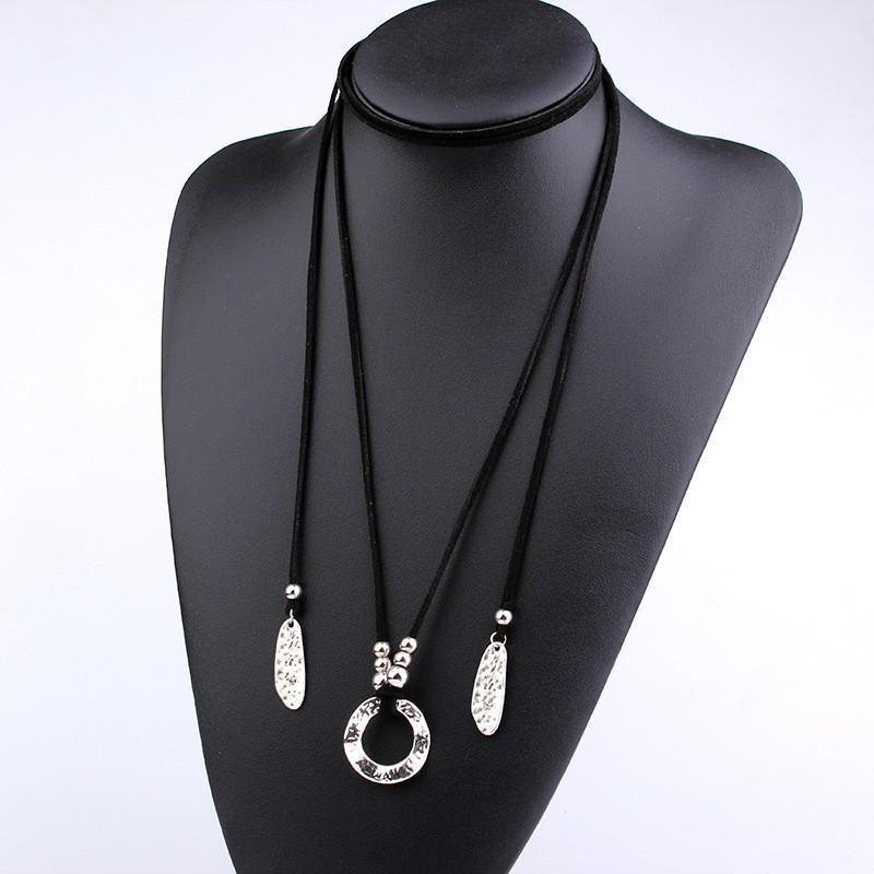 レディースネックレス ネックレス エスニック風 レディース アクセサリー アクセ PUレザー シルバーカ..