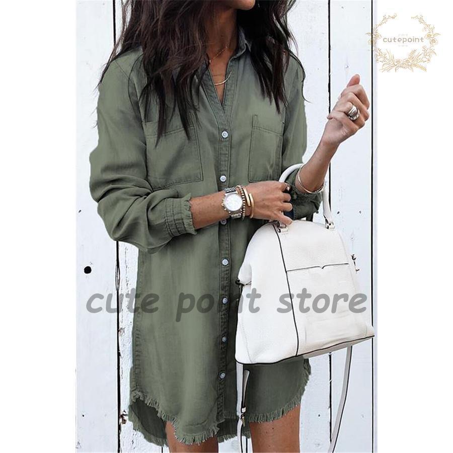 デニム シャツ レディース デニムシャツワンピース ブラウス ゆったり オフィス 着痩せ ストレッチ ワイシャツ トップス