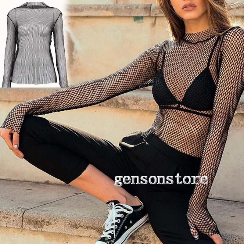 長袖 Tシャツ レディース メッシュ カットソー トップス インナー ハイネック 透け感 シースルー ダンス 衣装 ステージ チーム コスプレ