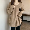 半袖/長袖 tシャツ カットソー レディース トップス スリット 春夏秋冬 ゆるTシャツ インナー 重ね着 レイヤード 薄手 ロンT クルーネック ゆ