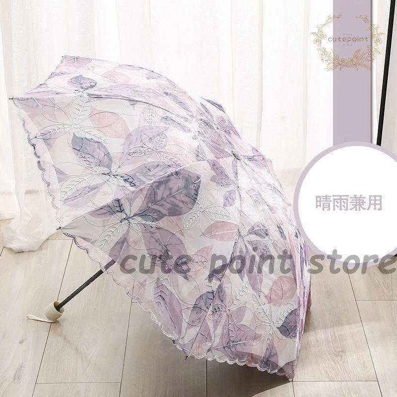 折り畳み傘 晴雨兼用 軽量日傘 レース 100％遮熱 レディース 雨傘 小型 折りたたみ...