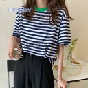 Tシャツ ボーダー柄 レディース 半袖Tシャツ ゆったり サマーTシャツ 縞柄 カットソー 夏 マリンセーラー ボーダー柄Tシャツ 夏Tシャツ