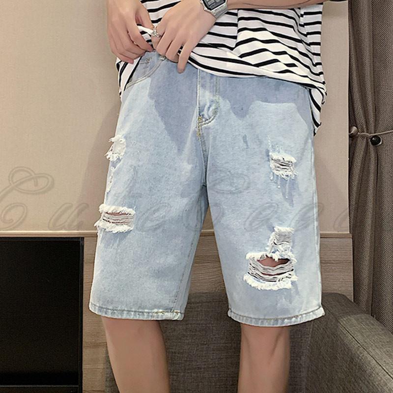 デニムパンツ クロップドパンツ ダメージ デニム メンズ ショートパンツ ジーンズ 半ズボン ボトムス かっこいい ショーツ 夏服 アウトドア