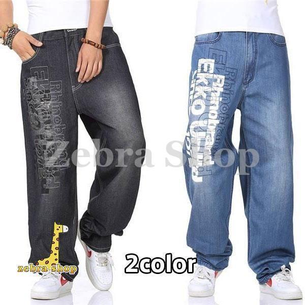 極太 デニム ジーンズ パンツ メンズ ルーズフィット B系 レディース ヒップホップ ストリート系 印字 英字 ロゴ HIPHOP バギーパンツ 大きいサイズ ゆったり