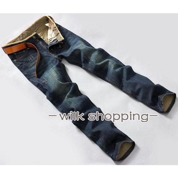 デニムパンツメンズロングパンツ無地ボトムスストレッチスキニーデニムジーンズスリムジーパン春秋新作登場