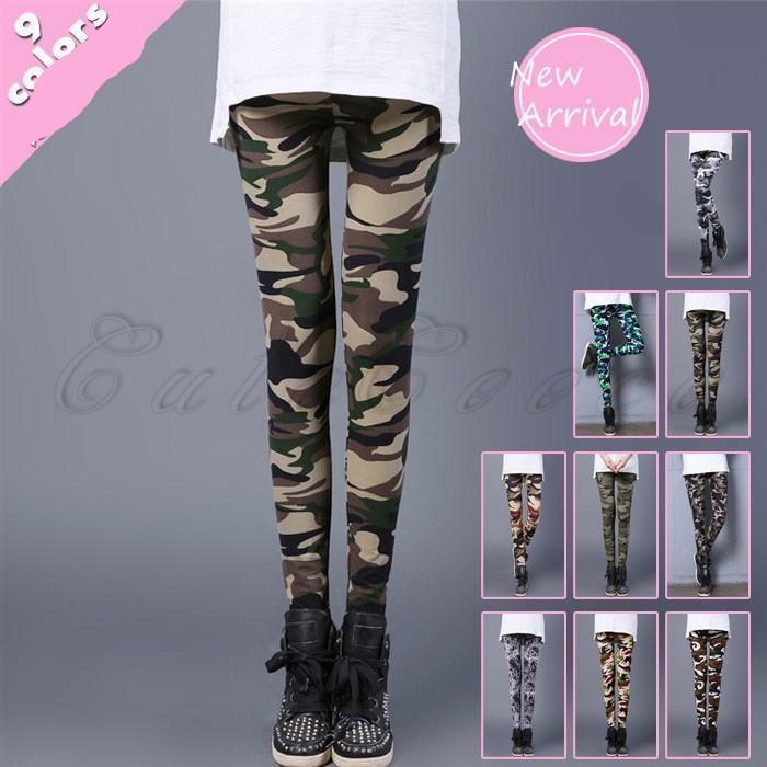 レギパン レディース 迷彩柄 カモフラ 九分丈 レギンス 薄手 スキニーパンツ パギンス 長ズボン 春秋 ウエストゴム ボトムス 美脚 おしゃれ