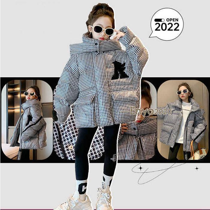 中綿コート 子供服 ダウン キッズ チェック柄 ダウンコート 女の子 アウター 中綿 防寒 保温 秋冬 通学 通園 可愛い 暖かい 120-170cm 2