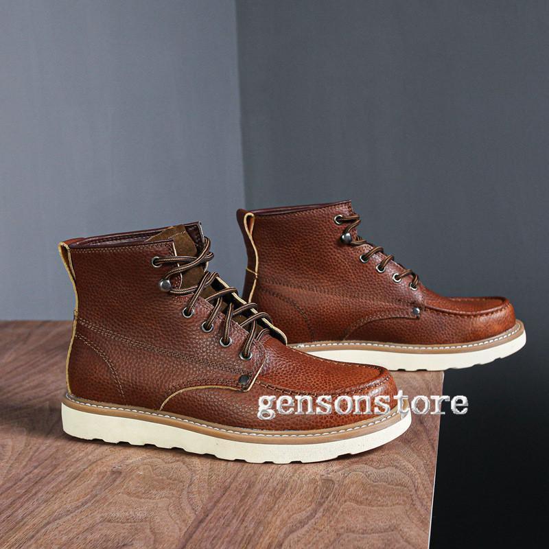 ブーツ メンズ 本革 ハイカット 秋冬 ワークブーツ 靴 シューズ ショートブーツ レースアップ 編み上げ 脚長UP イギリス風 ヴィンテージ