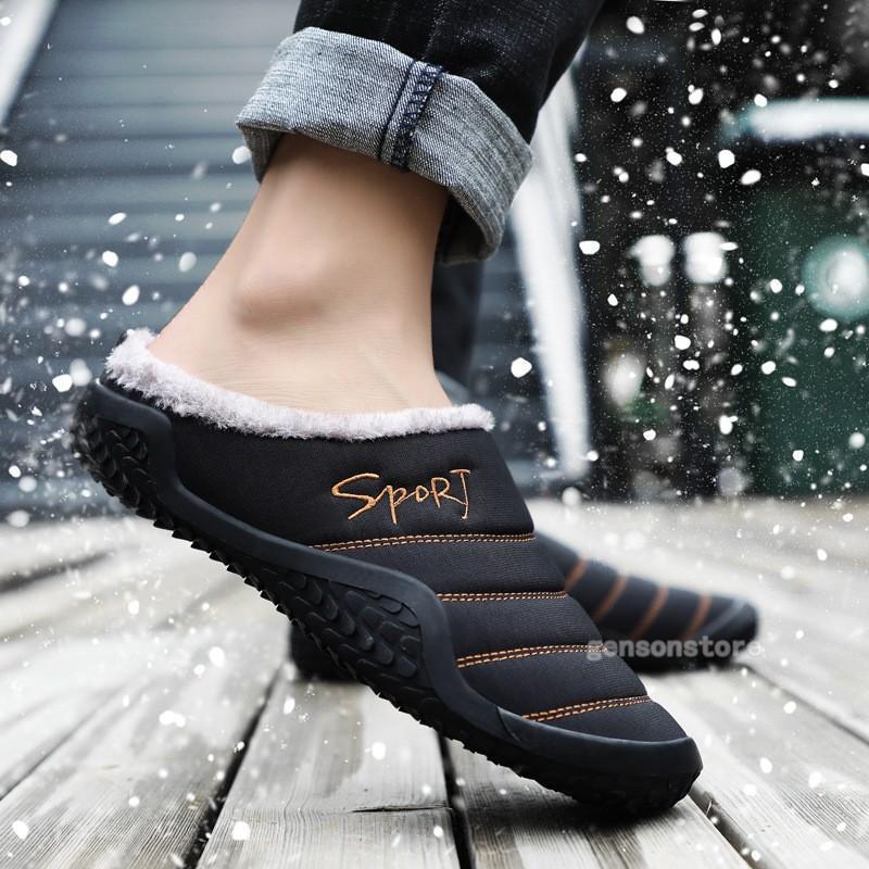 スノーブーツ スリッパ サンダル メンズ 裏起毛 サボ クロッグ ルームシューズ 冬靴 ボア もこもこ 防..