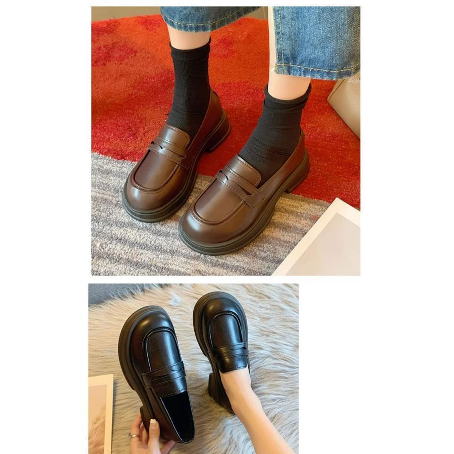 ローファー レディース パンプス スリッポン 厚底 革靴 コインローファー ローカット おじ靴 疲れない フラット ぺたんこ おしゃれ 軽量 可愛い 3